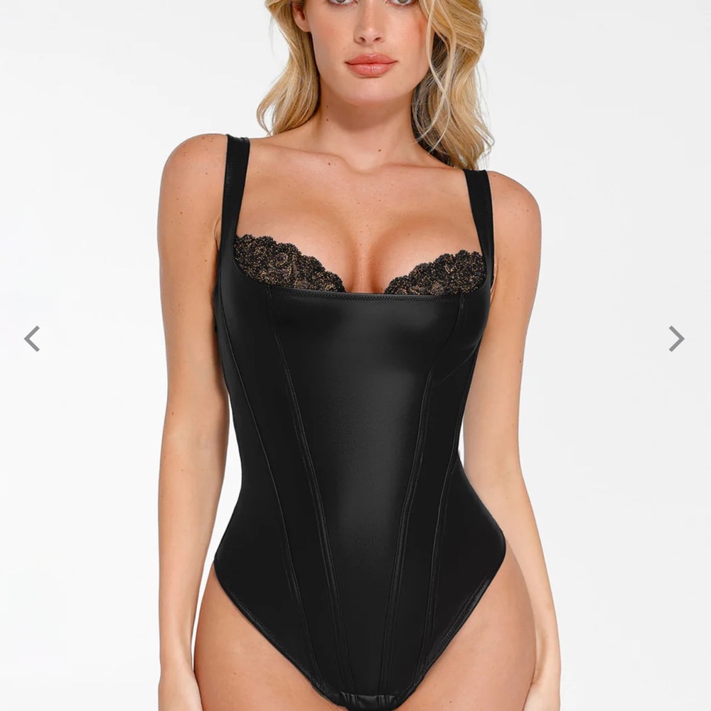 Elegant Black Bodysuit with Lace Trim